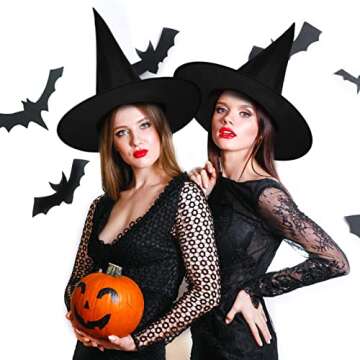 Tatuo 8 Pcs Hanging Witch Hats for Halloween Decor