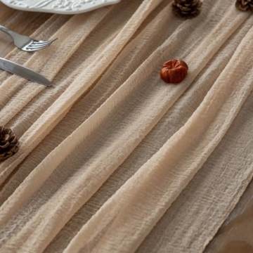 Keketo Beige Cheesecloth Table Runner 120 Inch