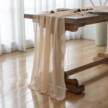 Keketo Beige Cheesecloth Table Runner 120 Inch