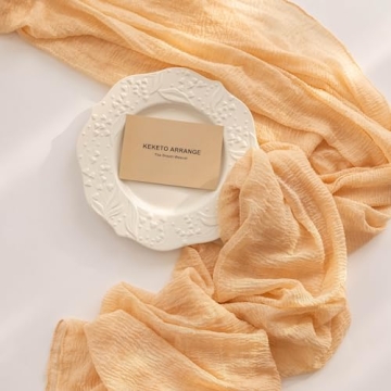 Keketo Beige Cheesecloth Table Runner 120 Inch