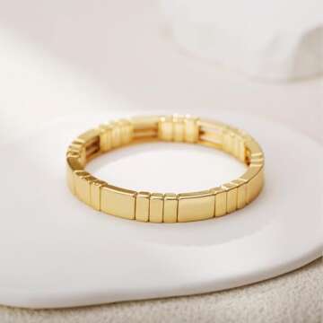 AOLIMI Gold Bracelet for Women 18K Gold Plated Square Bracelet Stretch Elastic Bracelet Fashion Bracelet Jewelry