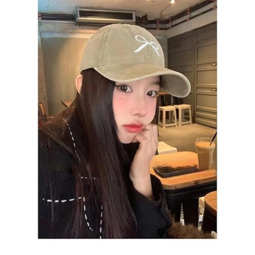 Sumleno Womens Trendy Cute Bow Baseball Cap Y2k Aesthetic Preppy Sun Cap Hiking Travel Trucker Hat Accessories (Khaki,one Size)