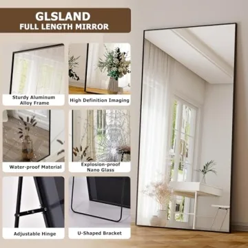 GLSLAND 76"x34" Full Length Mirror with Aluminum Frame