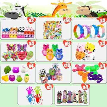 Dilycery 107 PCS Party Favors Toys for Kids, Treasure Box Toys for Classroom, Pop Fidget Toys Treasu...
