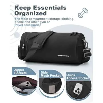 Small Gym Bag for Women,Waterproof Workout Bag Mini Duffle Bag Womens Spotrs Gym Bags Small Travel Duffel Bag with Wet Pocket Carry on Weekender Bags for Dance Swimming,Gym,Yoga,Fitness Black