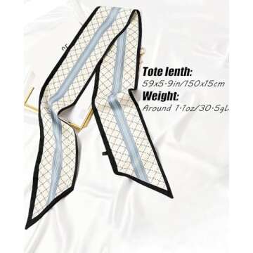 Hioyiwse Head Scarf Hair Neck Scarves For Women Purse Bag Scarfs For Handbags Silky Long Thin Satin Headscarf Fashion Lightweight 59 * 5.9inch B18