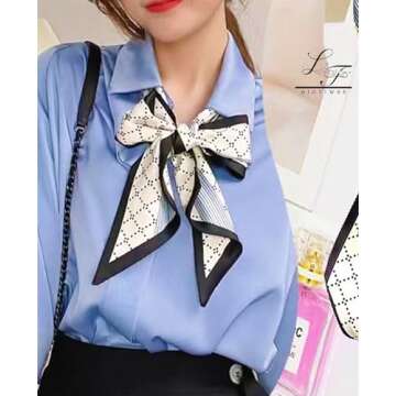 Hioyiwse Head Scarf Hair Neck Scarves For Women Purse Bag Scarfs For Handbags Silky Long Thin Satin Headscarf Fashion Lightweight 59 * 5.9inch B18