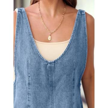 BerryGo Women's V Neck Denim Overall Dress for Everyday Wear