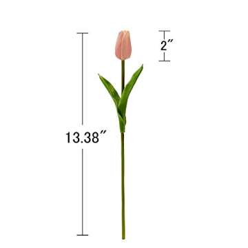 Artificial Tulips 20 Pcs Real Touch Latex Fake Flowers for Wedding Bouquet Home Party Office Decor ( Pink)