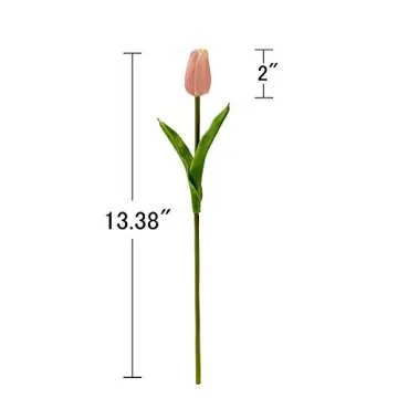 Artificial Tulips 20 Pcs Real Touch Latex Fake Flowers for Wedding Bouquet Home Party Office Decor ( Pink)