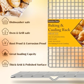 2PCS Heavy Duty Stainless Steel Cooling Racks - Perfect for All Your Baking Needs!