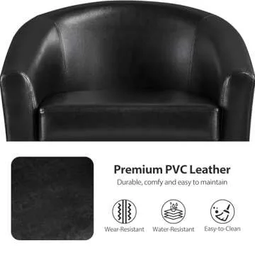Yaheetech Barrel Chairs Set of 2, Faux Leather Club Armchairs, PU Leather Accent Chairs with Soft Padded Seat for Living Room Bedroom Waiting Reading Room, Black
