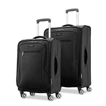 Samsonite Ascella X Softside Expandable Luggage with Spinners - Black 2PC Set