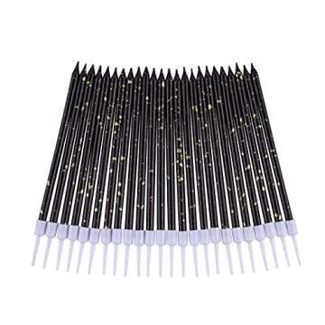 PHD CAKE Black Gold Long Thin Birthday Candles, Cake Candles, Birthday Parties, Wedding Decorations, Party Candles, Elegant Candles