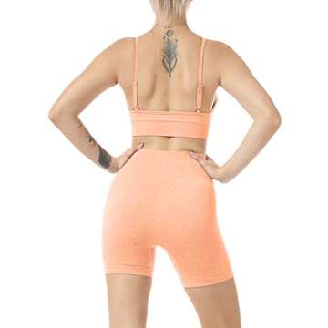 Women Seamless Yoga Set 2 Piece Workout Sport Bra with High Waist Shorts Legging Outfit Tracksuit.JNINTH