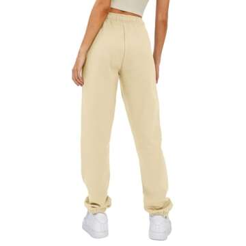 EFAN Sweatpants Women Baggy High Waisted Sweat Pants Fall Clothes Casual Joggers Y2k Aesthetic Warm Trousers with Pockets 2025 Beige S