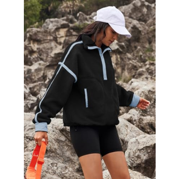 Yanekop Women's Fleece Oversized Sherpa Pullover Sweater