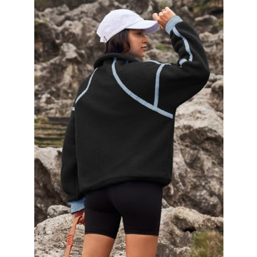 Yanekop Women's Fleece Oversized Sherpa Pullover Sweater