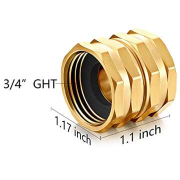 YELUN Solid brass Garden Hose Fittings Connectors Adapter Heavy Duty Brass Repair female to female d...