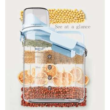 Besmall Cereal Containers Storage,2L Airtight Large Dry Food Storage Containers with Pouring Spout, ...