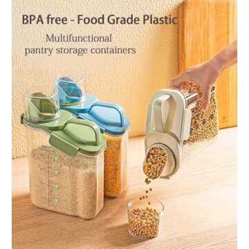 Besmall Cereal Containers Storage,2L Airtight Large Dry Food Storage Containers with Pouring Spout, Measuring Cup for Flour and Grain,BPA Free Plastic Dispenser