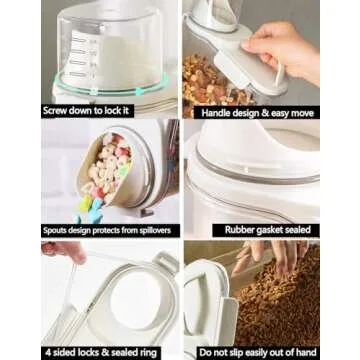 Besmall Cereal Containers Storage,2L Airtight Large Dry Food Storage Containers with Pouring Spout, Measuring Cup for Flour and Grain,BPA Free Plastic Dispenser