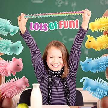 Stretchy Strings Sensory Toys - Easter Basket Stuffers for Kids, Quiet Fidget Toys, Classroom Rewards for Students, Stress Relief Calming Toys, Stretchy Toy for Hand Therapy