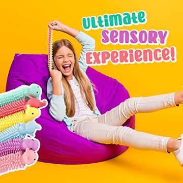 Stretchy Strings Sensory Toys - Easter Basket Stuffers for Kids, Quiet Fidget Toys, Classroom Rewards for Students, Stress Relief Calming Toys, Stretchy Toy for Hand Therapy