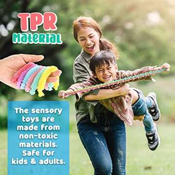 Stretchy Strings Sensory Toys - Easter Basket Stuffers for Kids, Quiet Fidget Toys, Classroom Rewards for Students, Stress Relief Calming Toys, Stretchy Toy for Hand Therapy