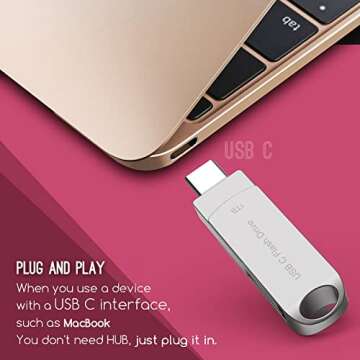 USB Flash Drive 1TB Thumb Drive for Phone Photo Stick External Storage USB C Memory Stick Compatible Phone Android MacBook USB C and Computer 02 Silver