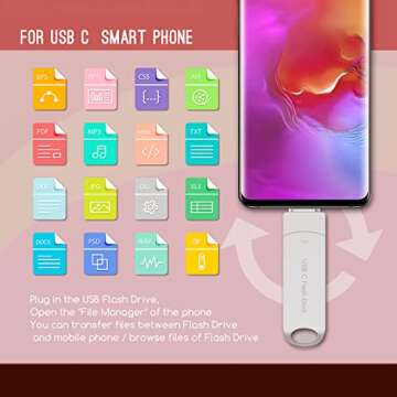 USB Flash Drive 1TB Thumb Drive for Phone Photo Stick External Storage USB C Memory Stick Compatible Phone Android MacBook USB C and Computer 02 Silver