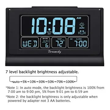 DreamSky Alarm Clock with USB Port and Backup Battery