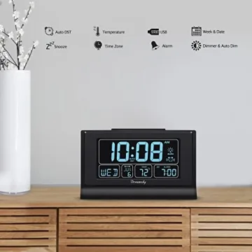 DreamSky Alarm Clock with USB Port and Backup Battery