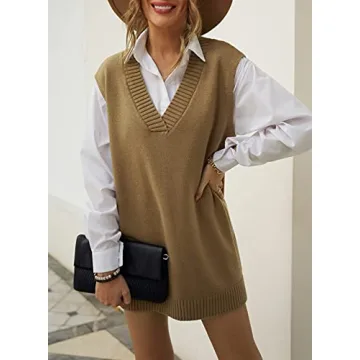 Stylish EVALESS Women's V Neck Sweater Vest for Fall