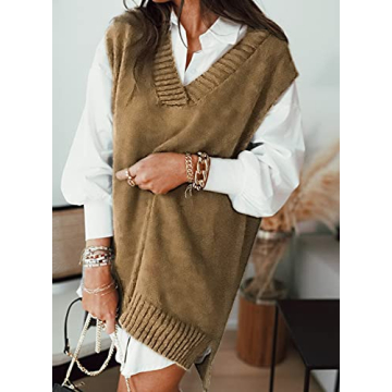 Stylish EVALESS Women's V Neck Sweater Vest for Fall