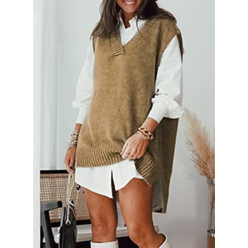 Stylish EVALESS Women's V Neck Sweater Vest for Fall