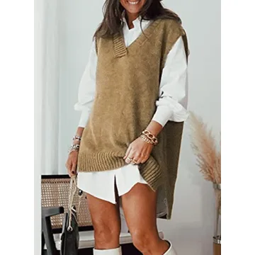 Stylish EVALESS Women's V Neck Sweater Vest for Fall
