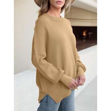 ANRABESS Women Batwing Pullover Sweater for Fall