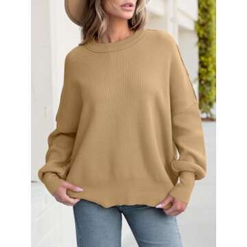 ANRABESS Women Batwing Pullover Sweater for Fall
