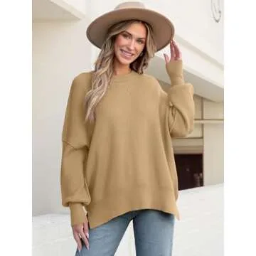 ANRABESS Women Batwing Pullover Sweater for Fall