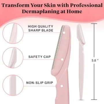 Kitsch Dermaplaning Tool - Face Razors for Women and Men, Eyebrow Trimmer and Face Shaver, Facial Hair Removal, Facial Razors for Women and Men, Dermaplane Razor - 6 pc Blush