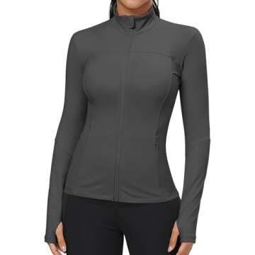 GYM RAINBOW Workout Jackets for Women, Full Zip Slim Fit Lightweight Athletic Running Sports Track J...