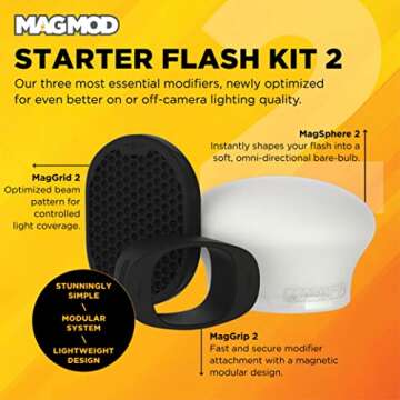 MagMod Starter Flash Kit 2 | Camera Speedlight Flash Diffuser | Magnetic Light Modifier Attachments ...