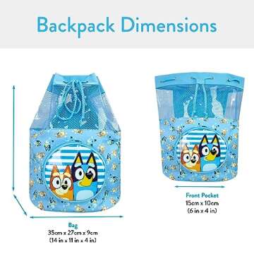 Bluey Swimming Bag Kids Beach Pool Swim Drawstring Backpack For Boys Or Girls Blue