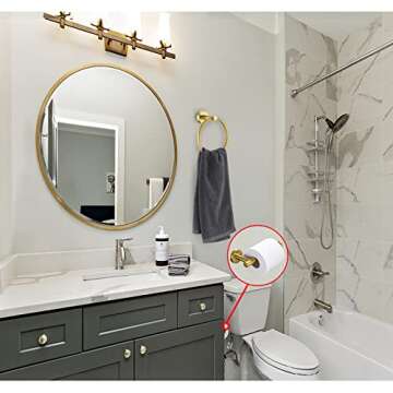 Gold Toilet Paper Holder, Towel Ring Set 2 Pieces Hand Towel Holder for Bathroom Hardware Accessorie...