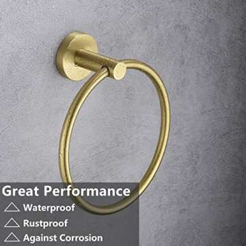 Gold Toilet Paper Holder, Towel Ring Set 2 Pieces Hand Towel Holder for Bathroom Hardware Accessories Set SUS304 Stainless Steel Sturdy Wall Mount Bathroom Holder…