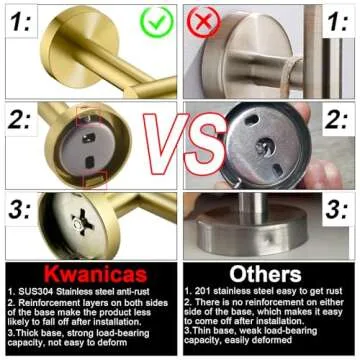 Gold Toilet Paper Holder, Towel Ring Set 2 Pieces Hand Towel Holder for Bathroom Hardware Accessories Set SUS304 Stainless Steel Sturdy Wall Mount Bathroom Holder…