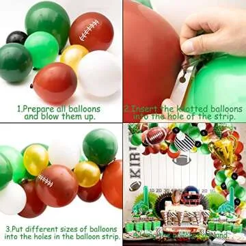 WATINC 129Pcs Football Balloon Garland Arch Kit, Football Theme Party Favors Decorations Supplies Foil Latex Balloons Celebration Decor, Sports Themed Birthday Decorations for Athletes Men