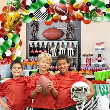 WATINC 129Pcs Football Balloon Garland Arch Kit, Football Theme Party Favors Decorations Supplies Foil Latex Balloons Celebration Decor, Sports Themed Birthday Decorations for Athletes Men