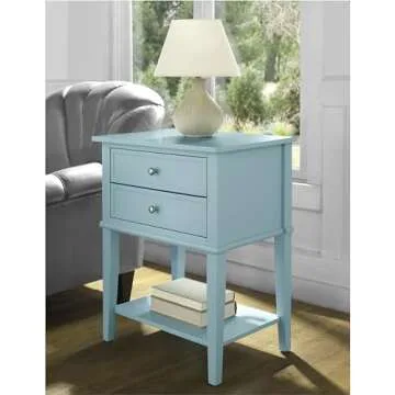 Ameriwood Home Franklin Accent Table with 2 Drawers, Blue